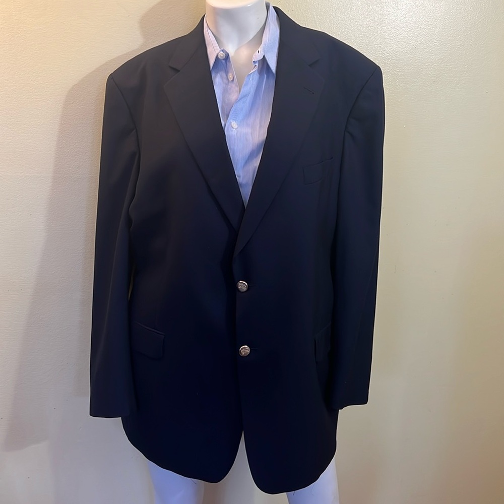 Burberry Suit Jacket 100% Wool Navy  W/ Gold Buttons